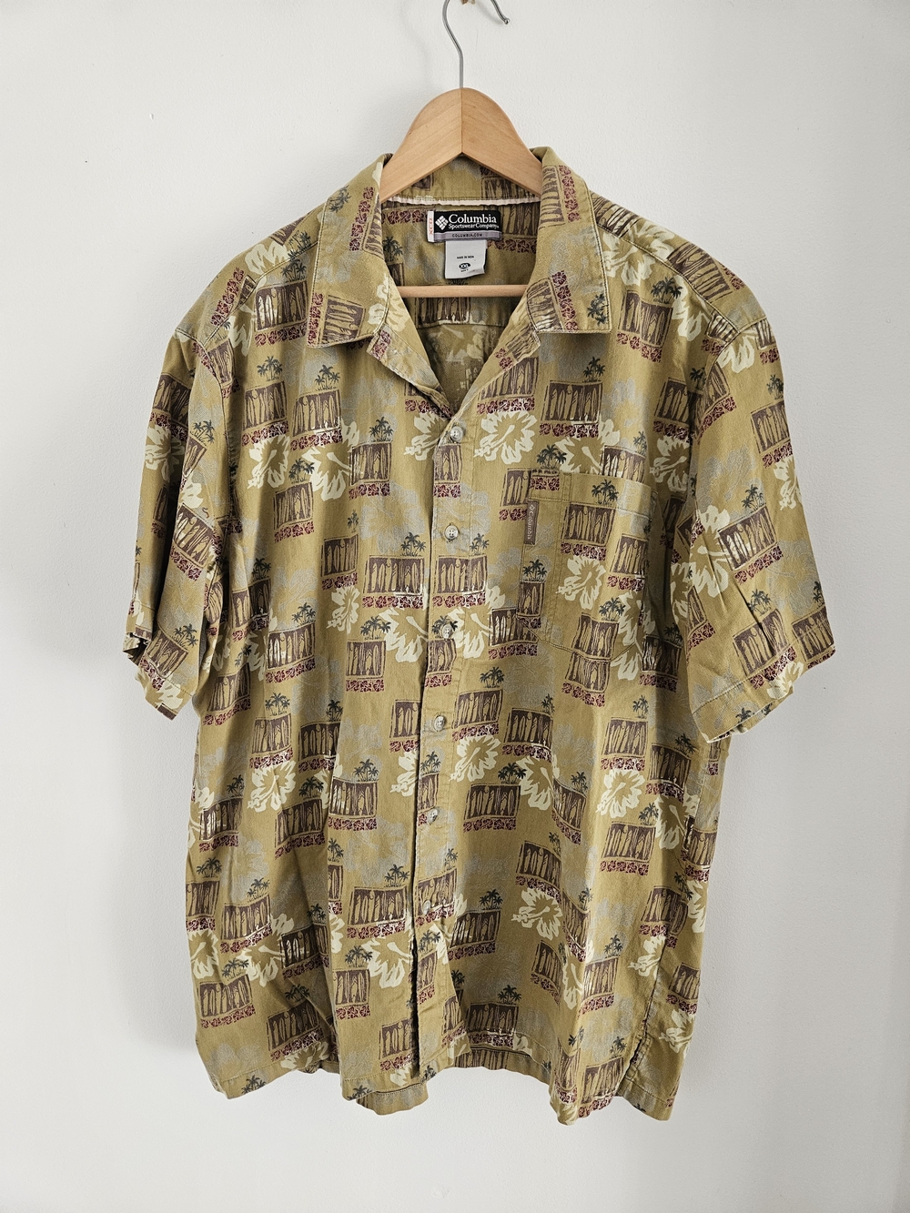 Columbia Short-Sleeve Floral Button-Up Hawaiian Shirt Mens 2XL